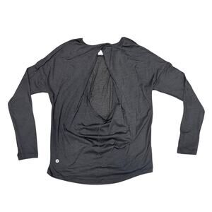 Lululemon Open Back Top Get Set Long Sleeve Black/Bronze Stripe T Shirt Size 8
